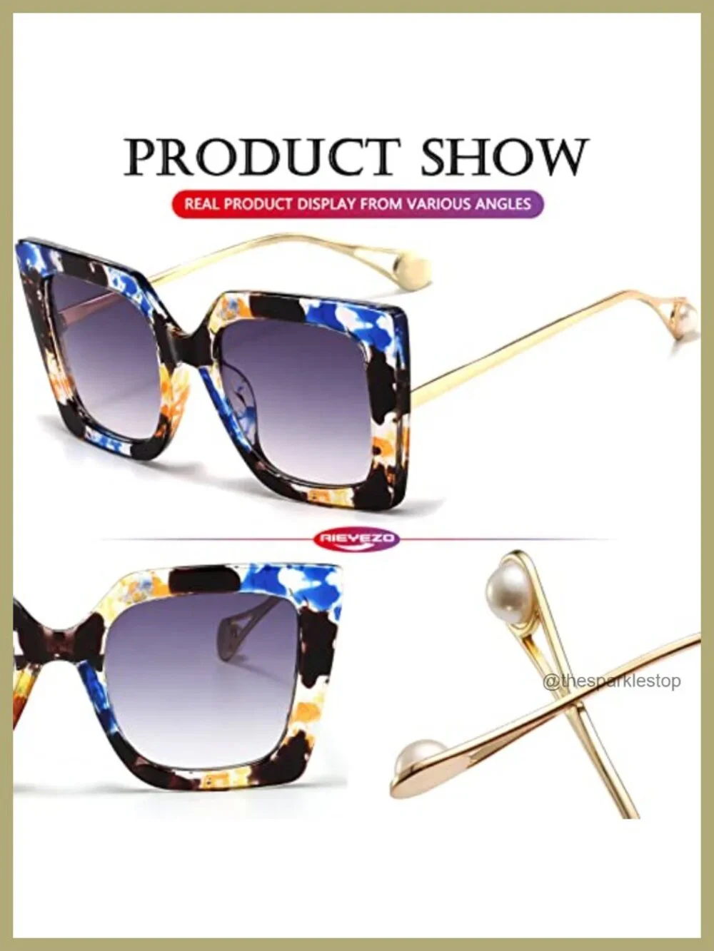 Oversized Retro Square Frame Sunglasses UV400 Protection Women's Fashion Shades